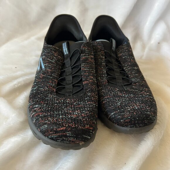 Skechers Go Walk Slip On Tennis Shoes Womens 8.5 Black Multi Color Memory Foam - Picture 2 of 7